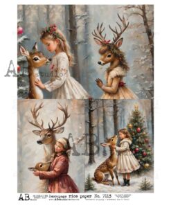 Hârtie de orez – Girl and Deer – A4