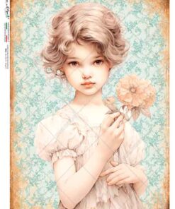 Hârtie de orez – Girl with Flower - A5