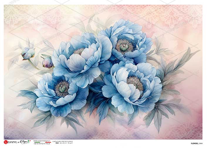 Hârtie de orez –Blue Flowers – A5 1 Hârtie de orez –Blue Flowers – A5