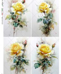 Hârtie de orez – Yellow Rose – A5