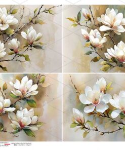 Hârtie de orez – White Magnolia – A5