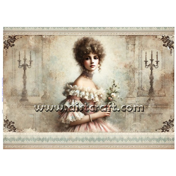 Hârtie de orez - Beautiful Lady - 50x70 cm 1 Hârtie de orez - Beautiful Lady - 50x70 cm