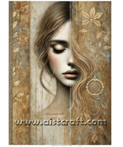 Hârtie de orez - Girl & Floral Elementes - 50x70 cm