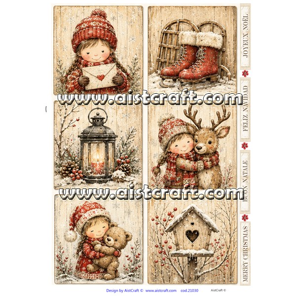 Hârtie de orez - Happy Christmas - A4 2 Hârtie de orez - Happy Christmas - A4 - imagine 2