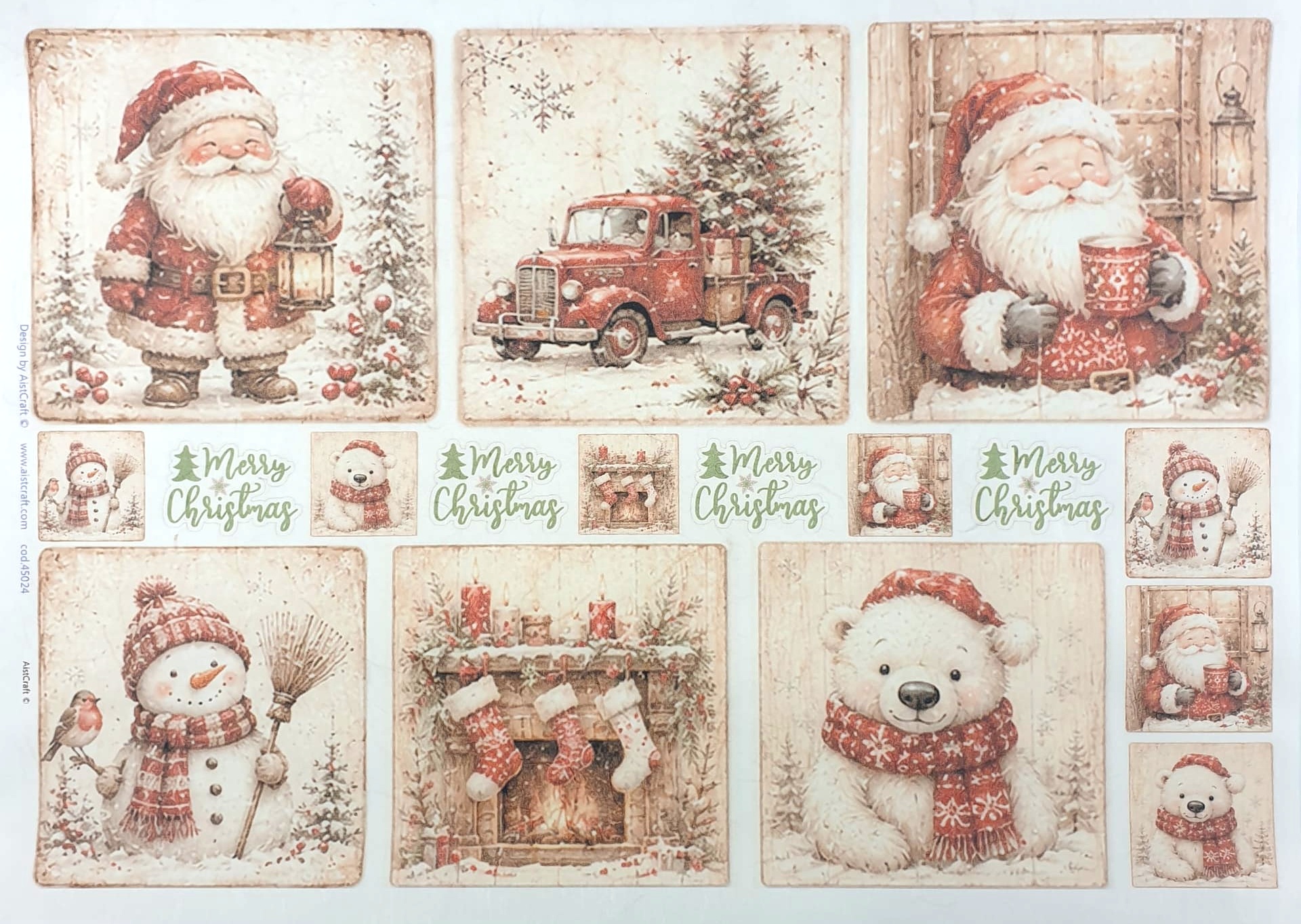 Hârtie de orez - Happy Santa 2 - 32x45 cm 1 Hârtie de orez - Happy Santa 2 - 32x45 cm