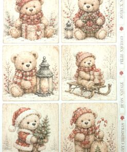 Haidihai - Lucrături și păstrături 7 Hârtie de orez - The Christmas Teddy Bear - A4