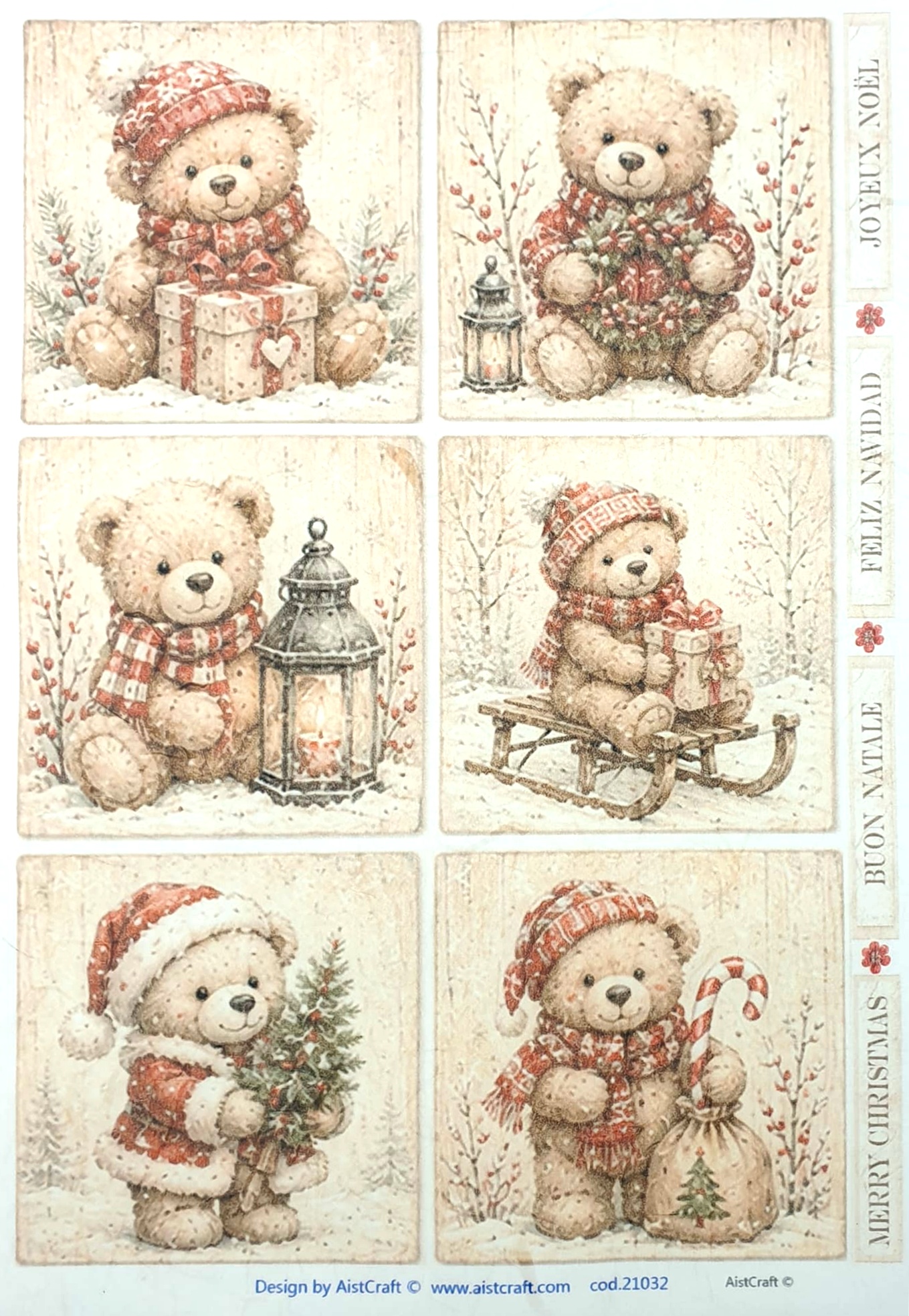 Hârtie de orez - The Christmas Teddy Bear - A4 1 Hârtie de orez - The Christmas Teddy Bear - A4