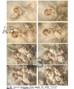 Hârtie de orez – Angels and Flowers – A4