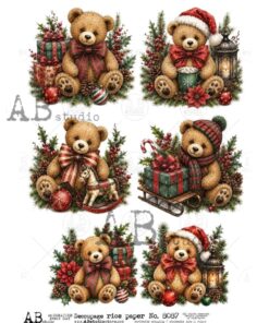 Hârtie de orez – Christmas Teddy Bear – A4