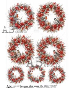 Hârtie de orez – Ilex Wreath – A4