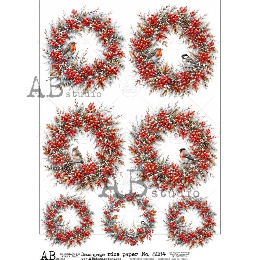 Hârtie de orez – Ilex Wreath – A4 1 Hârtie de orez – Ilex Wreath – A4
