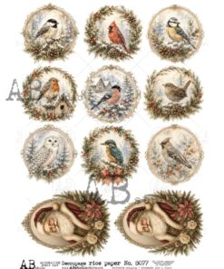 Hârtie de orez – Medallions with Birds – A4