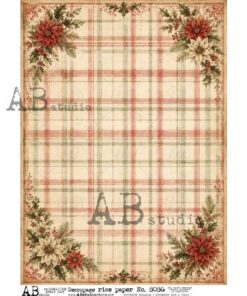 Hârtie de orez – Poinsettia and Stripes – A4
