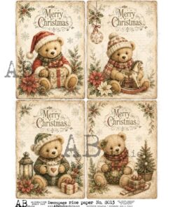 Hârtie de orez – Teddy Bear with Gifts 2 – A4