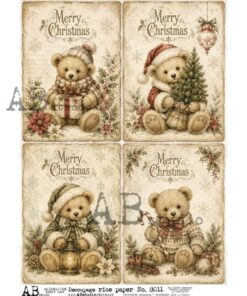 Hârtie de orez – Teddy Bear with Gifts – A4