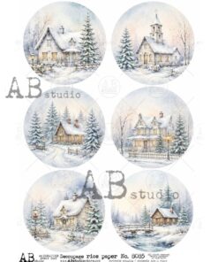 Hârtie de orez – Village in Winter – A4
