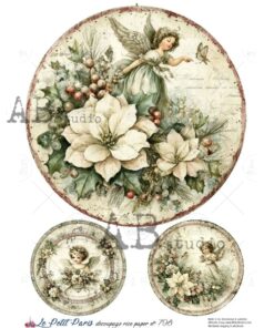 Hârtie de orez – White Poinsettia – A4