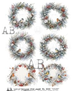 Hârtie de orez – Winter Wreath – A4